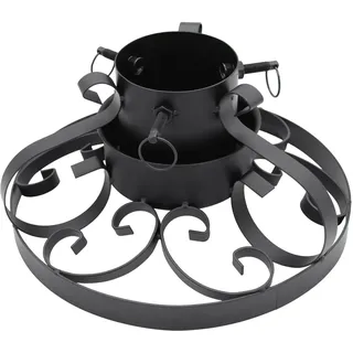 Spetebo Metall Weihnachtsbaumständer im antiken Design - 35 cm - Christbaumständer mit Wasserschale -Tannenbaum Ständer schwarz für Bäume bis 250 cm