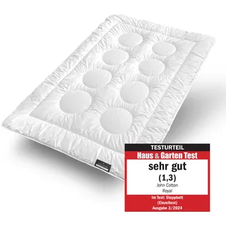 John Cotton Microfaserbettdecke JOHN COTTON "Royal, Bettdecken für Sommer und Winter", weiß, B:135cm L:200cm, Bezug: 100% Polyester. Füllung: 100% Polyester, Bettdecken, Microfaserbettdecke, Bettdecke 135x200 cm, 155x220cm, hochwertige Qualität