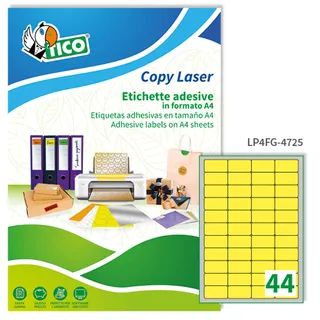 Tico Italia LP4FG-4725 Etiketten, abgerundete Ecken, 70FF, 47,5 x 25,5 cm, Gelb, 70 Stück