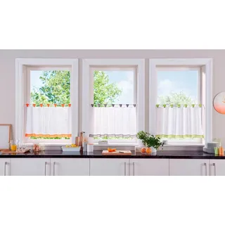 my home Scheibengardine Bitola (1 St), Schlaufen, transparent, Voile, Fertiggardine, transparent grün 90 cm x 30 cm