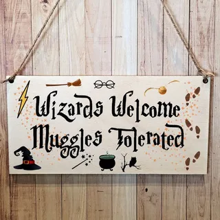Second Ave Holzschild mit lustigem Wizards Welcome Muggles Tolerated