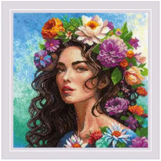 Riolis Kreuzstich Stickpackung Blumenmuse, Zählmuster, 30x30cm