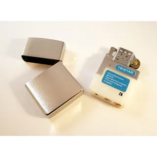 Zippo chrome brushed gebürstet ohne Insert mit Reibrad Gaseinsatz