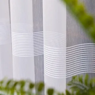 Gardinen Vorhangen Weiß Jacquard 300x280 cm (BxH) Andromeda Fertige Scheibengardine Aus Markisette Mit Kräuselband Transparente Fensterdekoration Mit Bleiband Moderne Gardine