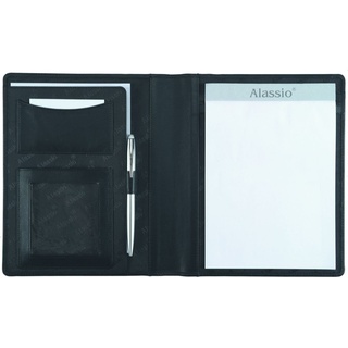 Alassio Schreibmappe Bormio aus feinstem Nappaleder, Dokumentenmappe schwarz,