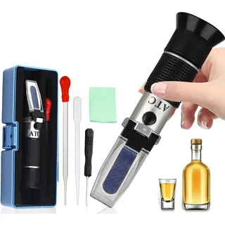 YUJUVI Alkoholmeter Refraktometer Alkohol 0-80% Hand Refraktometer Ethano für Spirituosen, destilliertes Ethanol mit Wasser, Whisky, Brandy, Wodka, Schnaps