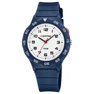 Calypso K5797/3 10 mm Kunststoffgehäuse Dunkelblau Silikonarmband Weiß onesize