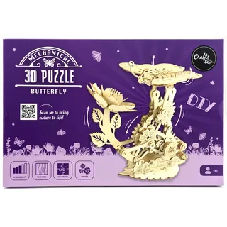 Holzbausatz Modellbau Holz Schmetterling als 3D Steckpuzzle Holzpuzzle 21x18cm