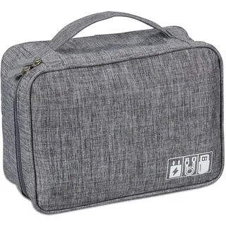 Relaxdays Kabeltasche, Organizer grau