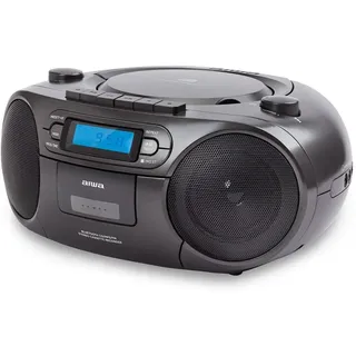 Aiwa BBTC-550BK Tragbares Radio mit CD, Bluetooth und USB, Kassettenrecorder, Schwarz