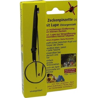 Pharma Brutscher Zeckenpinzette mit Lupe