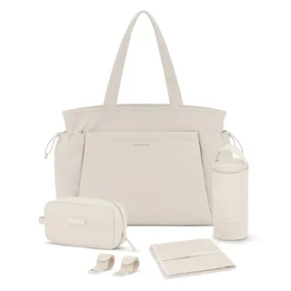 Kapten & Son Shopper Hellvi Diaper Set 25 L | Wickeltasche mit Kinderwagen- und Kofferbefestigung | inklusive Kulturtasche, Wickelunterlage & isolierter Flaschenhalter | Diaper Bag - 25 L
