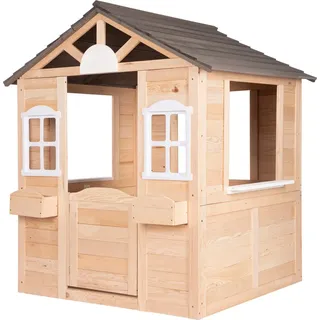 ONVAYA® Kinderspielhaus aus Holz ǀ Spielhaus mit Tür und Fenster ǀ für DIY-Streichprojekte ǀ einfacher Aufbau ǀ Gartenhaus für Kinder