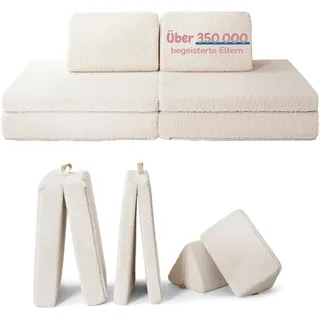 Funzy Spielsofa für Kinder - Das Original für kreatives Spielen, Modulare Spielcouch, Waschbarer Bezug, Robust & Langlebig, TÜV & ÖKO-TEX® 100 Standard Zertifiziert, 3 Jahre Garantie, Teddy Beige