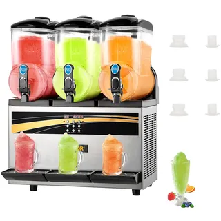 Vevor Kommerzielle Slusheis Maschine, 3 x 15 L Slusheis Maschine 800 W 220 V Slusheis Eismaschine, Slushgerät 63 x 45 x 80 cm Slushy Maker Maschine, 2 Modi Intelligentes LED-Bedienfeld Slushy Maker