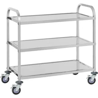 Royal Catering Servierwagen Edelstahl 3 Borde - Ablagen: 90 x 50 cm) - 500 kg -
