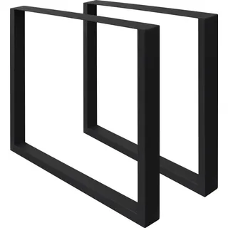 ECD Germany 2x Tischbeine aus Vierkantprofilen, 60 x 72 cm, Schwarz, pulverbeschichtete Stahl, Industriedesign, Metall Tischkufen Tischuntergestell Tischgestell Möbelfüße, für Esstisch Schreibtisch