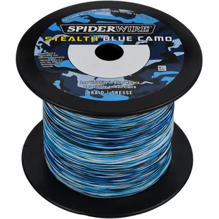 Spiderwire Unisex-Erwachsene 1370461, Stealth Braid Superline Schnurspule, 1500 Yards, 0,1 cm Durchmesser, 45,4 kg Bruchfestigkeit, Blau Camo, Camouflage, 1500yd