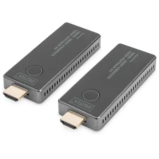 Digitus 4K Wireless HDMI Extender Set: 30 m HDMI 2.0, HDCP 2.2), Wireless Transmitter, Silber,