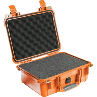 PELI 1400 Koffer, Stoßfester Case Schutzkoffer, IP67 Wasser- und Staubdicht, 9L Volumen, Mit Schaumstoffeinlage (Anpassbar), Orange