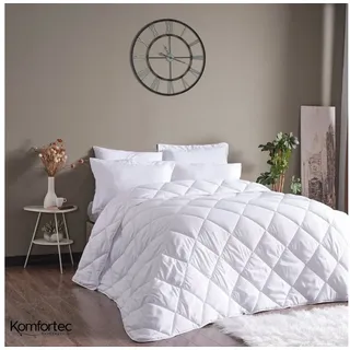 Komfortec Kunstfaserbettdecke,Bettdecken für Sommer und Winter, Ganzjahresdecke, Füllung: Polyester, Bezug: Mikrofaser, 135x200 cm, 155x220 cm und weiteren Größen, allergiker geeignet weiß 135 cm x 200 cm