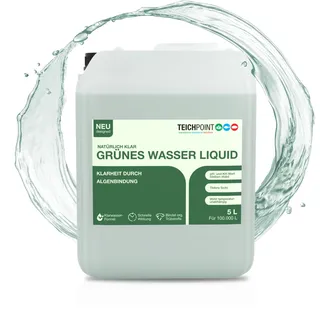 Teichpoint Grünes Wasser Liquid 5l | Flockungsmittel gegen Schwebealgen und Trübungen für schnelle Teichklärung | pH-stabil | Reichweite 100.000 Liter