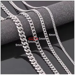 KARMA Panzerkette Edelstahlkette Herrenkette Damenkette silber Halskette, Herrenschmuck Damenschmuck Silberkette Gliederkette 5 mm