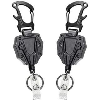 MUCHER Schlüsselanhänger Ausziehbar 2 Stücke Schlüsselband Ausziehbar ID-Ausweishalter Taktische Ausweishalter Ausziehbare Ausweis JoJo mit 80cm Stahldrahtseil