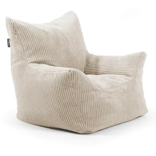 mokebo Kindersessel aus Cord 'Der Pausenheld', Sitzsack Kinder mit Füllung, auch als Lesesessel oder Sitzkissen fürs Kinderzimmer, Kindersitzsack oder Sessel für Kinder aus Cordstoff in Beige