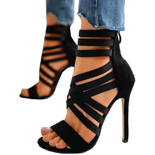 Sandalen Damen Sommer Stiletto High Heels Peep Toe Schuhe Mit Fischmaul Elegant Absatzschuhe Party Hackenschuhe Mit Reißverschluss - 42 EU