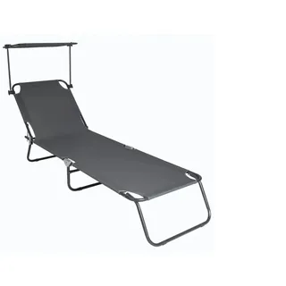 VCM Sonnenliege Klappliege 185 x 55 x 24 cm Grau