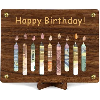 Giftota Geldgeschenke Geburtstag - Happy Birthday - Geschenke aus Holz, Geldgeschenke Verpackung mit Geburtstagskarte