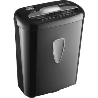Amazon Basics Mikroschnitt Hochsicherheits-Aktenvernichter für Papier und Kreditkarten, Partikelschnitt, 5-6 Blätter, Schwarz