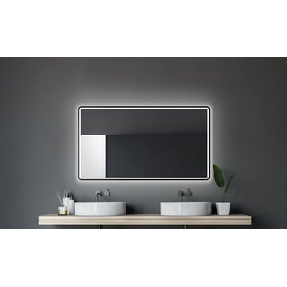 Talos Black Moon LED Badspiegel 120x70 cm - Badezimmerspiegel mit austauschabrer Beleuchtung - feuchtwassergeeignet durch Aluminiumrahmen - Licht-Farbe Neutralweiß