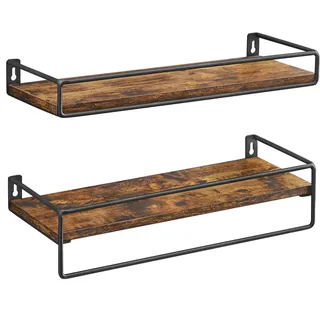 VASAGLE Wandboard 2 tlg. vintagebraun-schwarz 60 x 20 x 10 cm