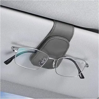 Brillenhalter Auto Sonnenblende Visier Magnet Leder Clip Grau