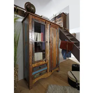Massivmoebel24 Vitrine Altholz 95x42x140 mehrfarbig lackiert NATURE of SPIRIT #51