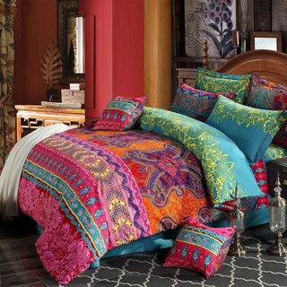 Omela Bettwäsche Boho 155x220 2 Teilig Exotisch Indisch Design Bohemian Bettbezug mit Reißverschluss Hohe Qualität Mikrofaser Deckenbezug und Kissenbezug 80x80 cm