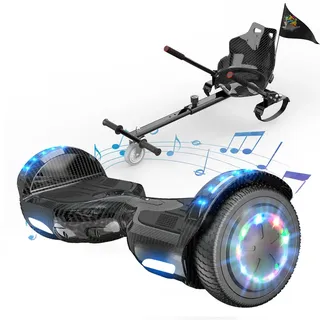 EVERCROSS TECH 6,5-Zoll-Hoverboard + Hoverkart | Mit Bluetooth und LED-Licht, App-fähiger selbstbalancierender Roller | Hoverboards für Kids und ...