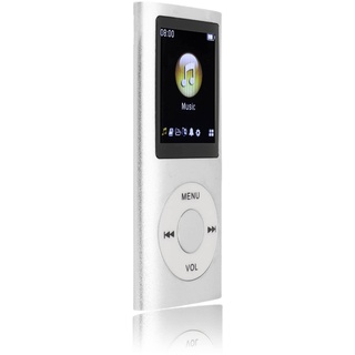 SALALIS MP3-Player Tragbarer Digitaler Verlustfreier Musik-MP3-Player für Kinder mit Kopfhörer HD-Lautsprecher für Sportarten Laufen Superleichte Metallgehäuse-Touch-Tasten(Silber)