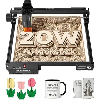 Atomstack A20 Pro V2 20w Lasergravur- Und Schneidemaschine – 400 × 400 Mm, App-steuerung, Automatische Wiederaufnahme Nach Stromausfall, Für Holz, Metall, Dunkles Acrylglas, Leder Und Glas