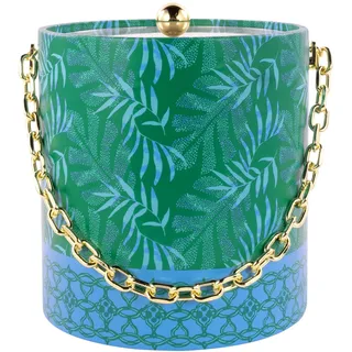 Lilly Pulitzer Eiskübel mit goldenem Griff, doppelwandiger Eishalter, Eisbehälter mit Deckel, Acryl-Eiskübel für Cocktailbar und Partys im Freien, It's a Jungle Out There