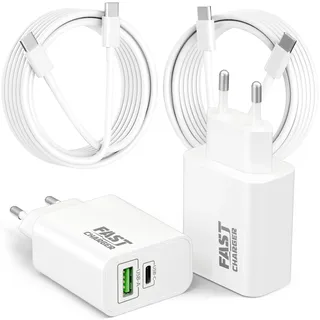 45W 2Port Schnellladegerät mit USB C Ladekabel für Samsung Galaxy S26 Ultra Plus S25 S24 S23 S22 5G A56 A55 A54, Z Flip 4/5, Tab S10 S9, Handy Ladegerät Netzteil Stecker 2M Schnellladekabel, 2Pack