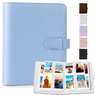 DUNSOO Fotoalbum, 256 Pockets für Instax Mini Fotoalbum, Polaroid Album Mit Fujifilm Instax Mini Film/Polaroid Zink Fotopapier/Kodak Zink Fotopapier, Max Passt Fujifilm 95x63mm (Blau)