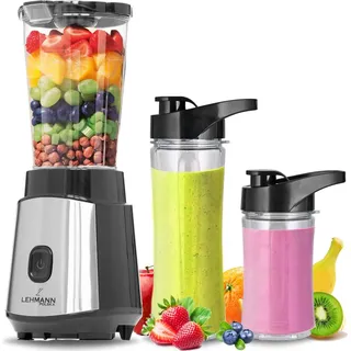 LEHMANN Standmixer Smoothie Maker Mixer 1000ml, 1200W, Smoofit Blender mit tragbare Flaschen