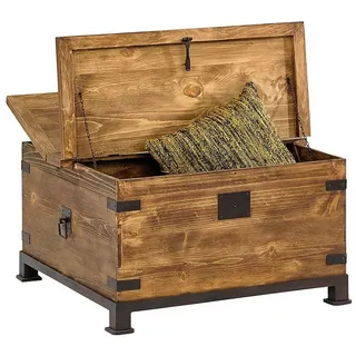 WOLF MÖBEL Wohnzimmertisch MEXIKO Couchtisch Truhe mit zwei Deckeln, Eisenfuß (90x88x48), MEXIKO Couchtisch Truhe mit zwei Deckeln, Eisenfuß
