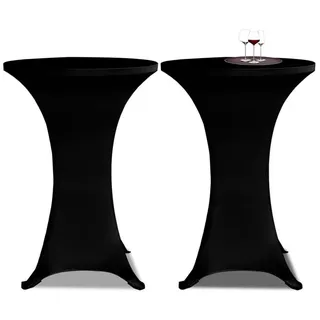 vidaXL Tischhusse Stretch Ø 70 cm Schwarz 2er Set