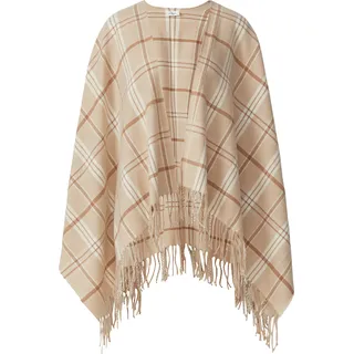 s.Oliver Karierter Poncho mit Fransen - Einheitsgröße