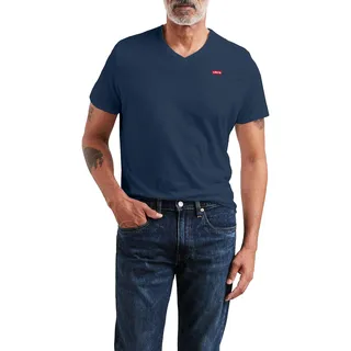 Levi's T Shirt Housemark Tee mit V Neck in Dunkelblau L