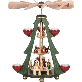 Richard Glässer GmbH Seiffen Richard Glässer Seiffen Weihnachtspyramide Christi Geburt, 3-stöckig, 40 cm hoch, original Erzgebirge